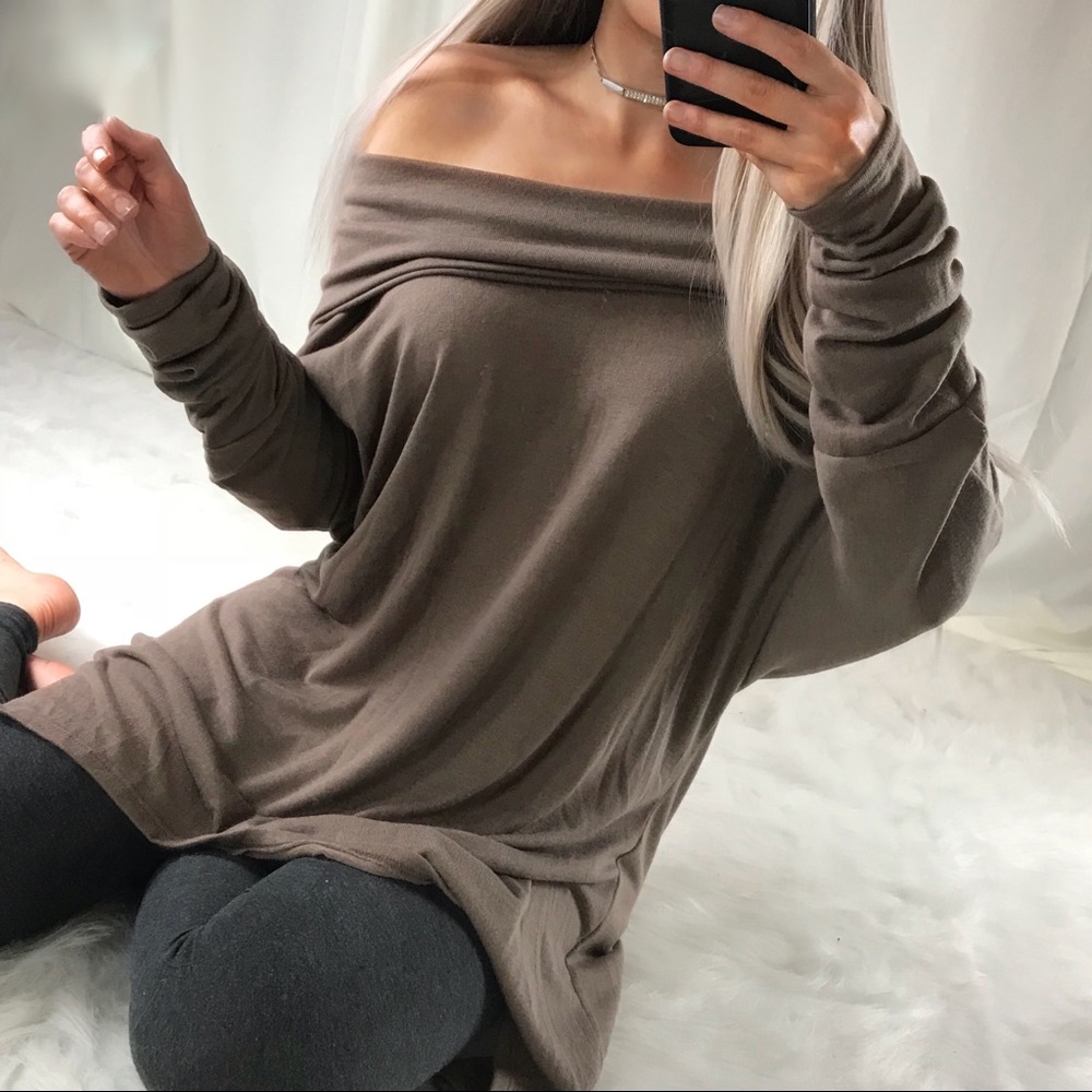 “AINSLEY” Mocha Brushed Knit Tunic / Dress